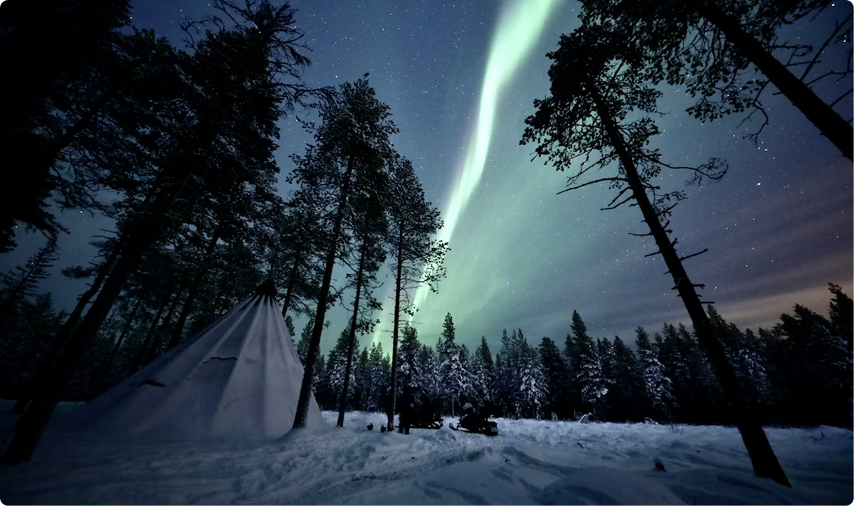 Navidad con Papá Noel y Auroras Boreales